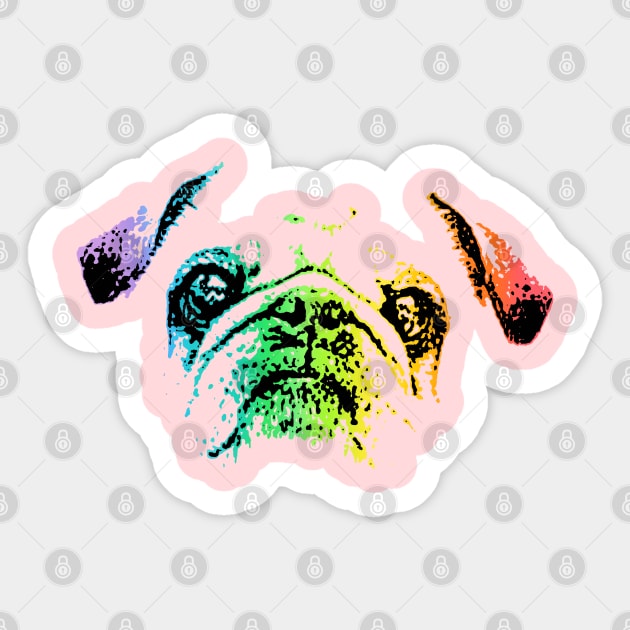 Rainbow Pug Sticker by childofthecorn